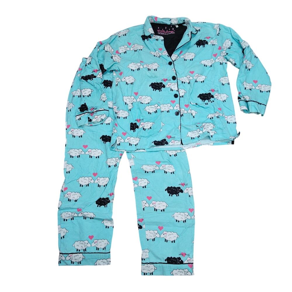 PJ Salvage Loungewear Flannels Pajama White Black Sheep Love Womens Medium